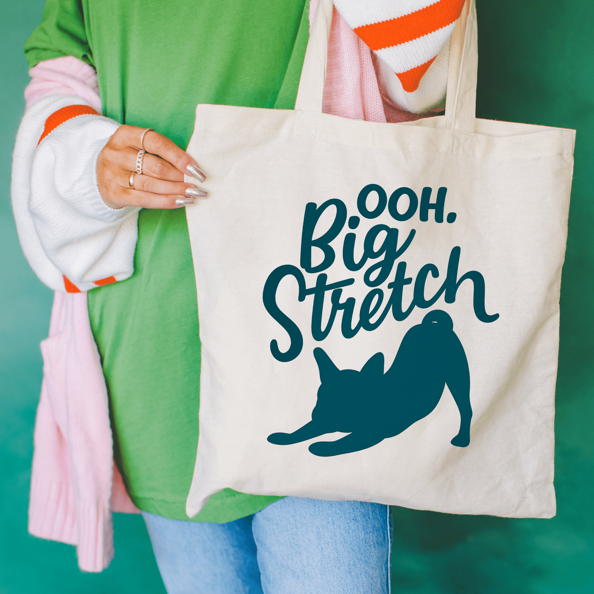 French Bulldog Big Stretch Tote Bag Natural 15" x 16"