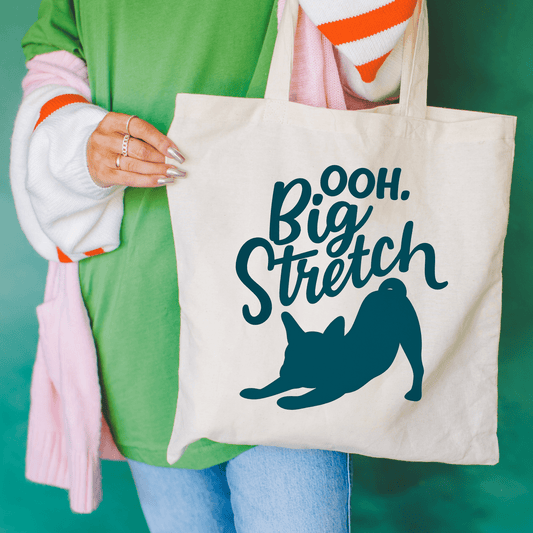 French Bulldog Big Stretch Tote Bag Natural 15" x 16"