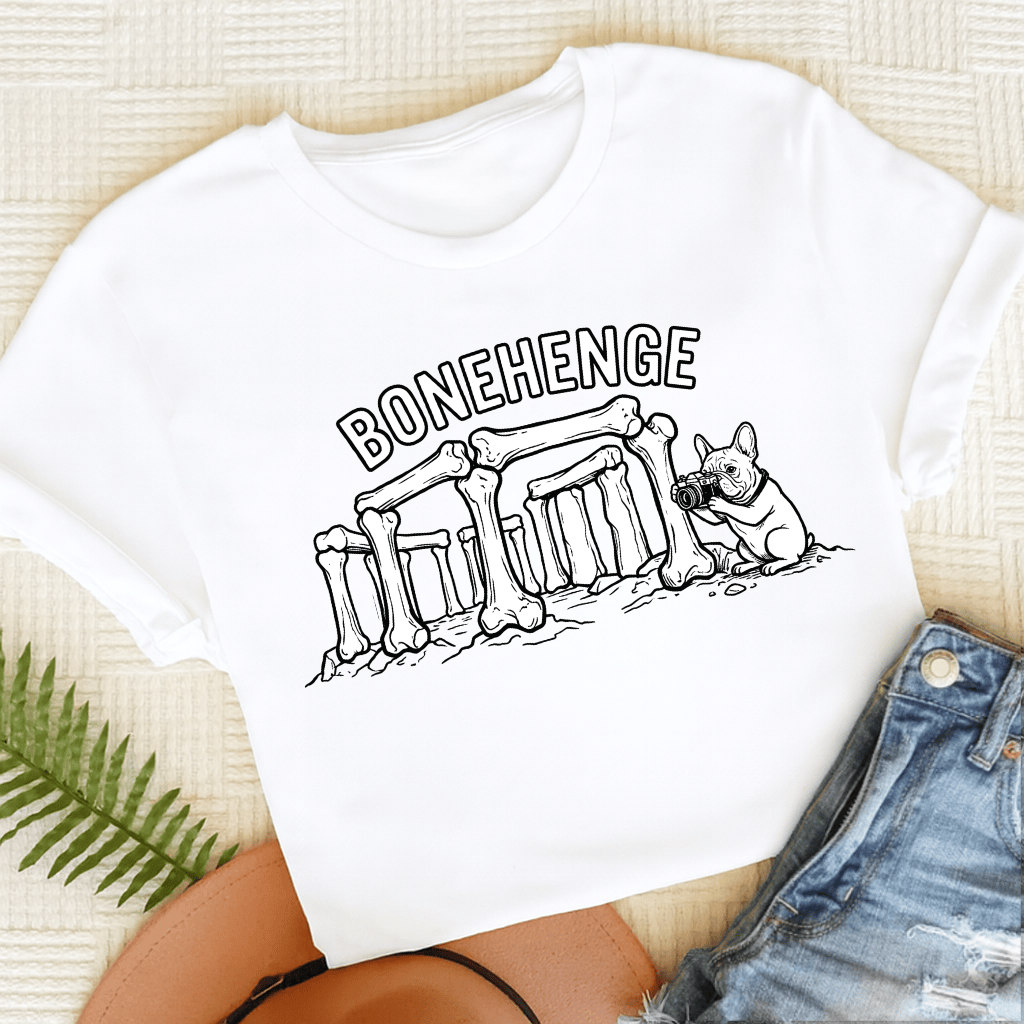 French Bulldog Bonehenge Unisex TShirt White