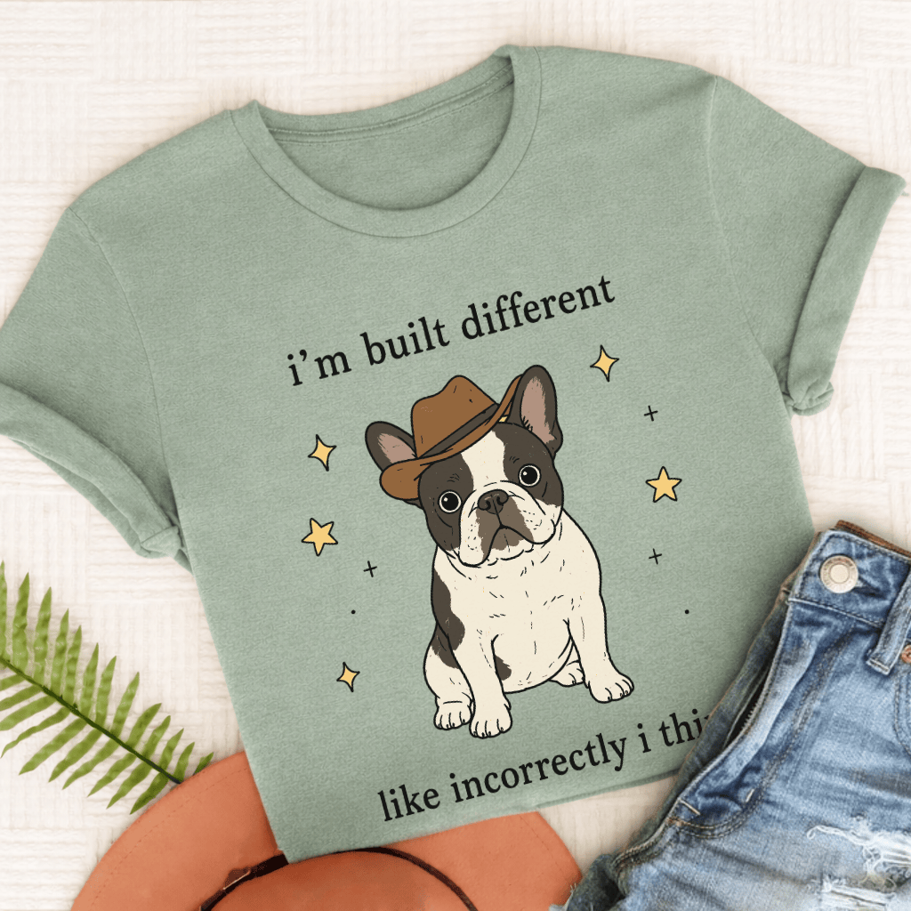 French Bulldog Built Different Unisex TShirt Comfort Colors Bay