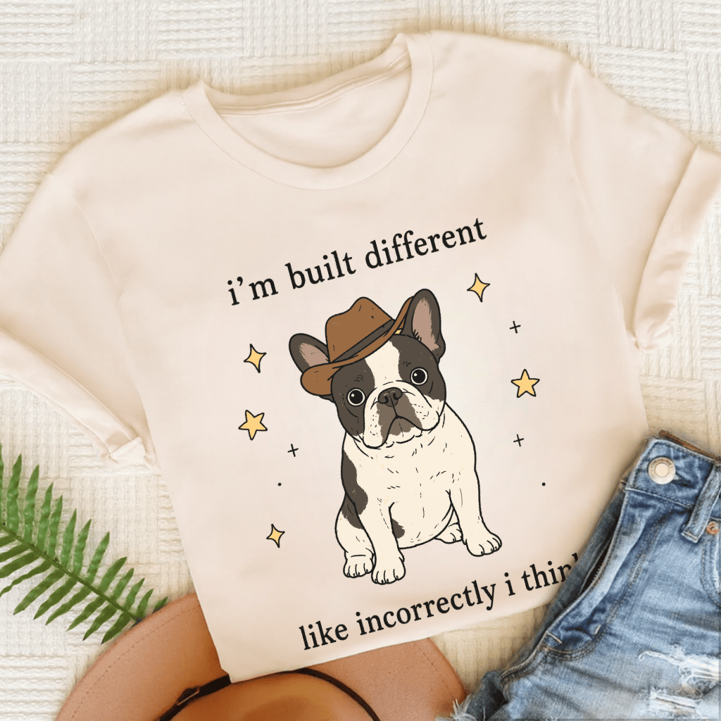 French Bulldog Built Different Unisex TShirt Natural
