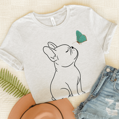 French Bulldog Butterfly TShirt Ash