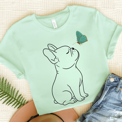 French Bulldog Butterfly TShirt Heather Mint