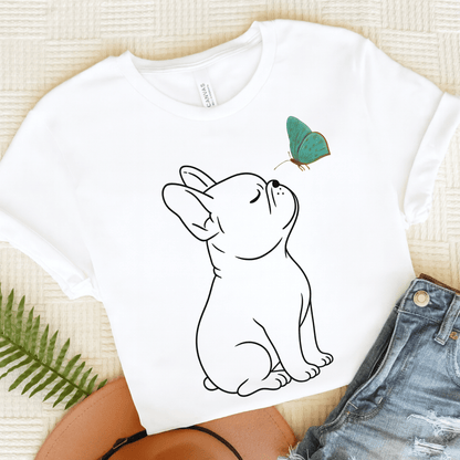 French Bulldog Butterfly TShirt White