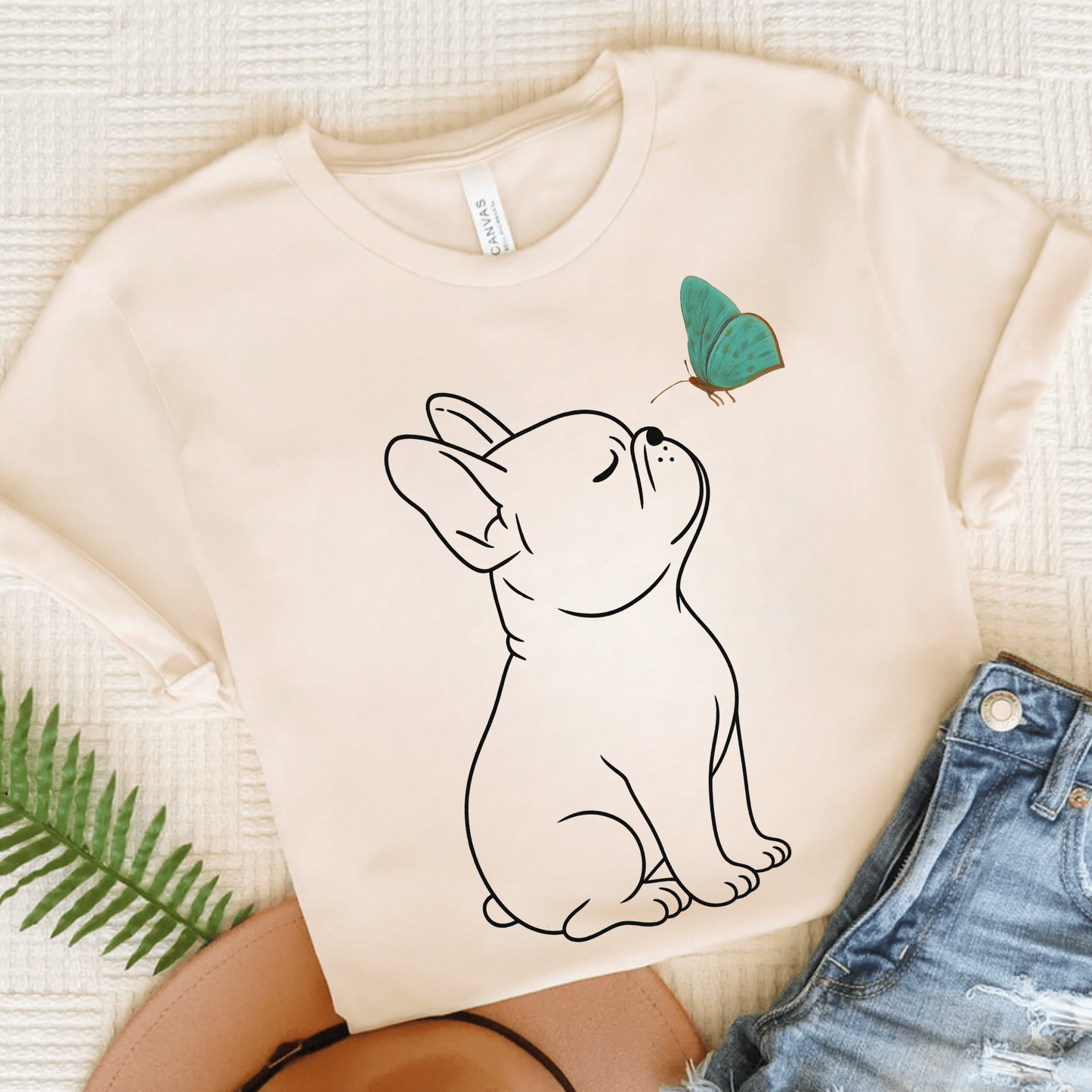French Bulldog Butterfly TShirt Natural