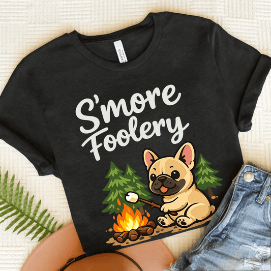 French Bulldog Camping S'mores Unisex TShirt Dark Grey Heather
