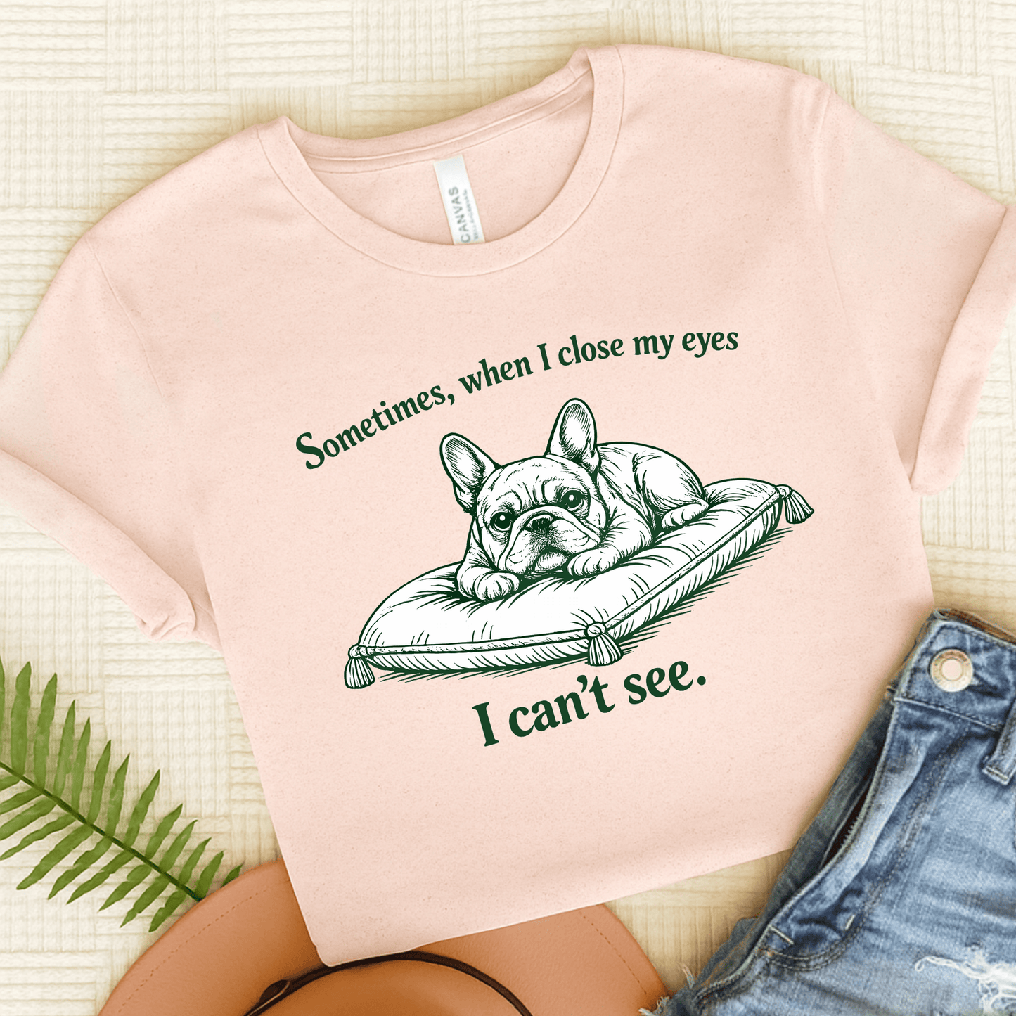 French Bulldog Can't Sleep Funny Unisex TShirt Soft Pink