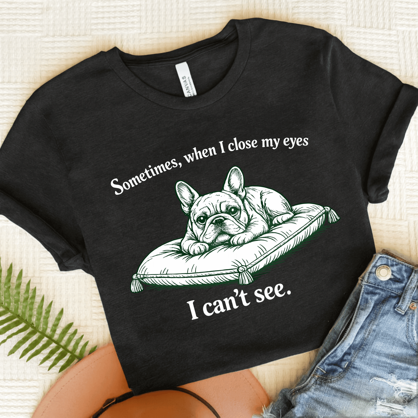 French Bulldog Can't Sleep Funny Unisex TShirt Dark Grey Heather