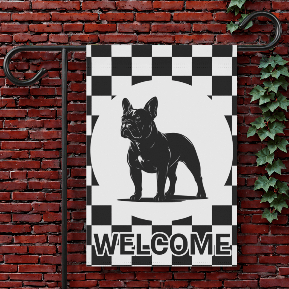 French Bulldog Checkered Garden Flag 12'' × 18''