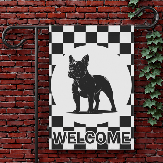 French Bulldog Checkered Garden Flag 12'' × 18''