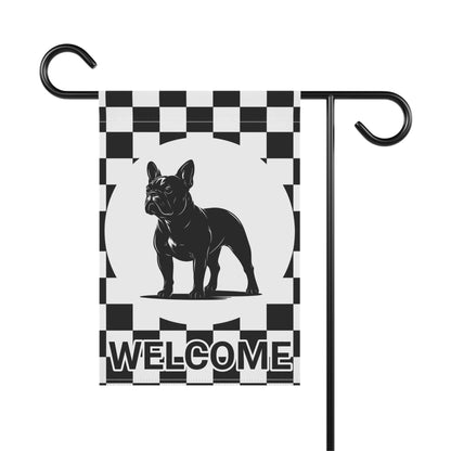 French Bulldog Checkered Garden Flag