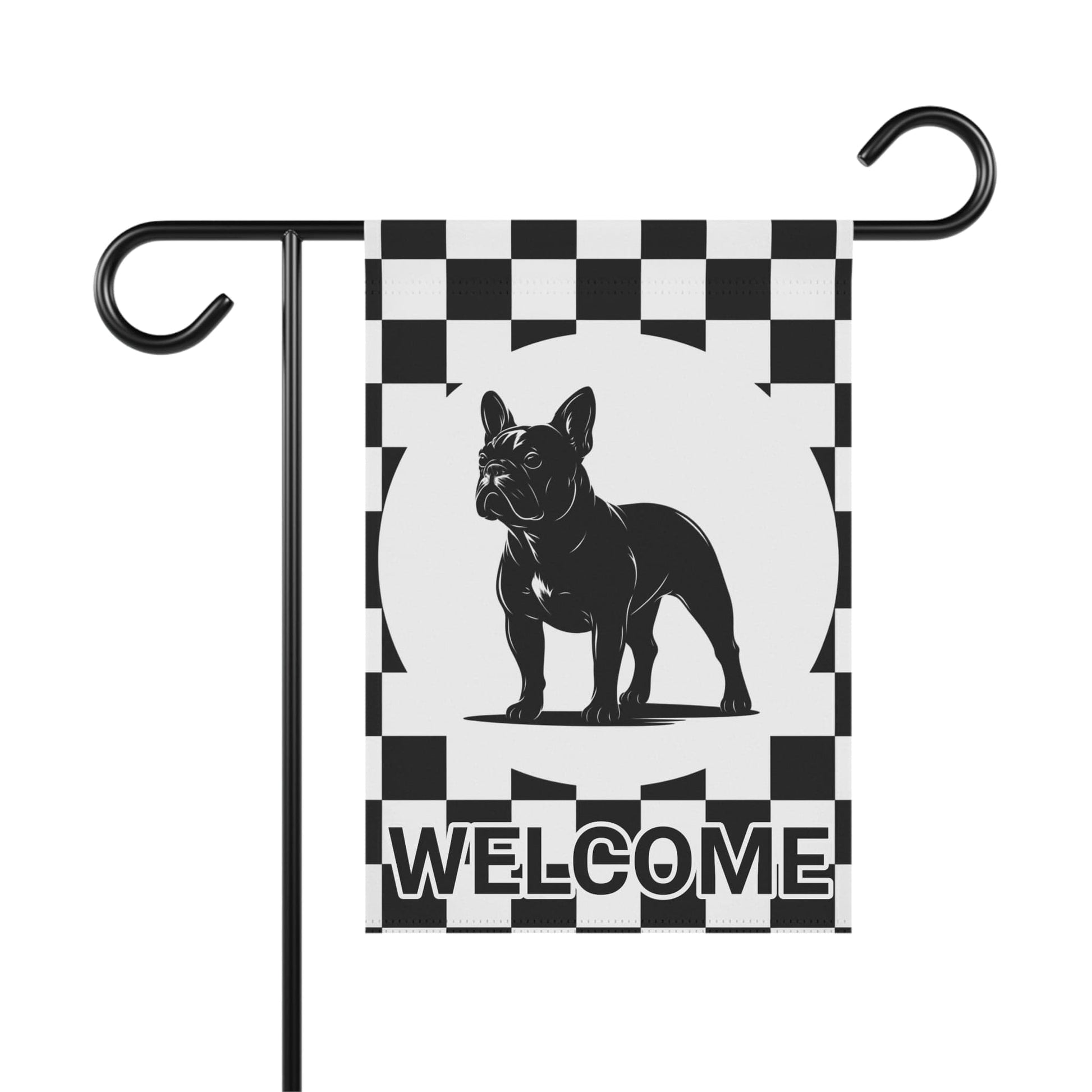 French Bulldog Checkered Garden Flag