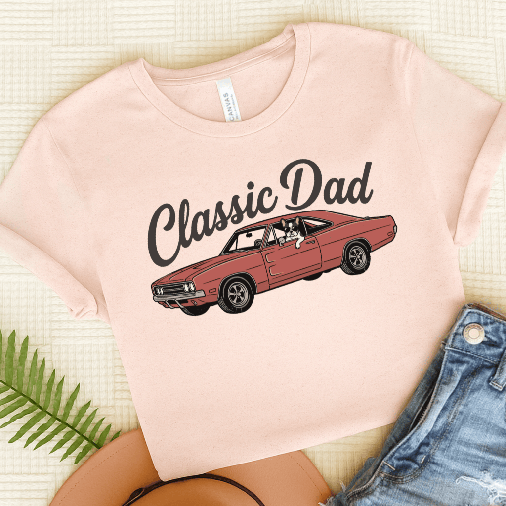 French Bulldog Classic Car Dad Unisex TShirt Soft Pink
