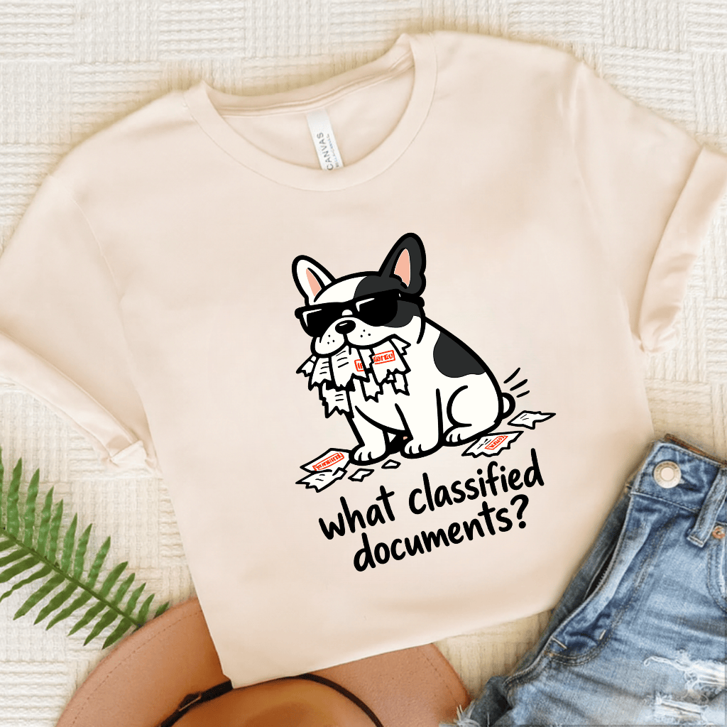 French Bulldog Classified Government Unisex Tshirt Natural