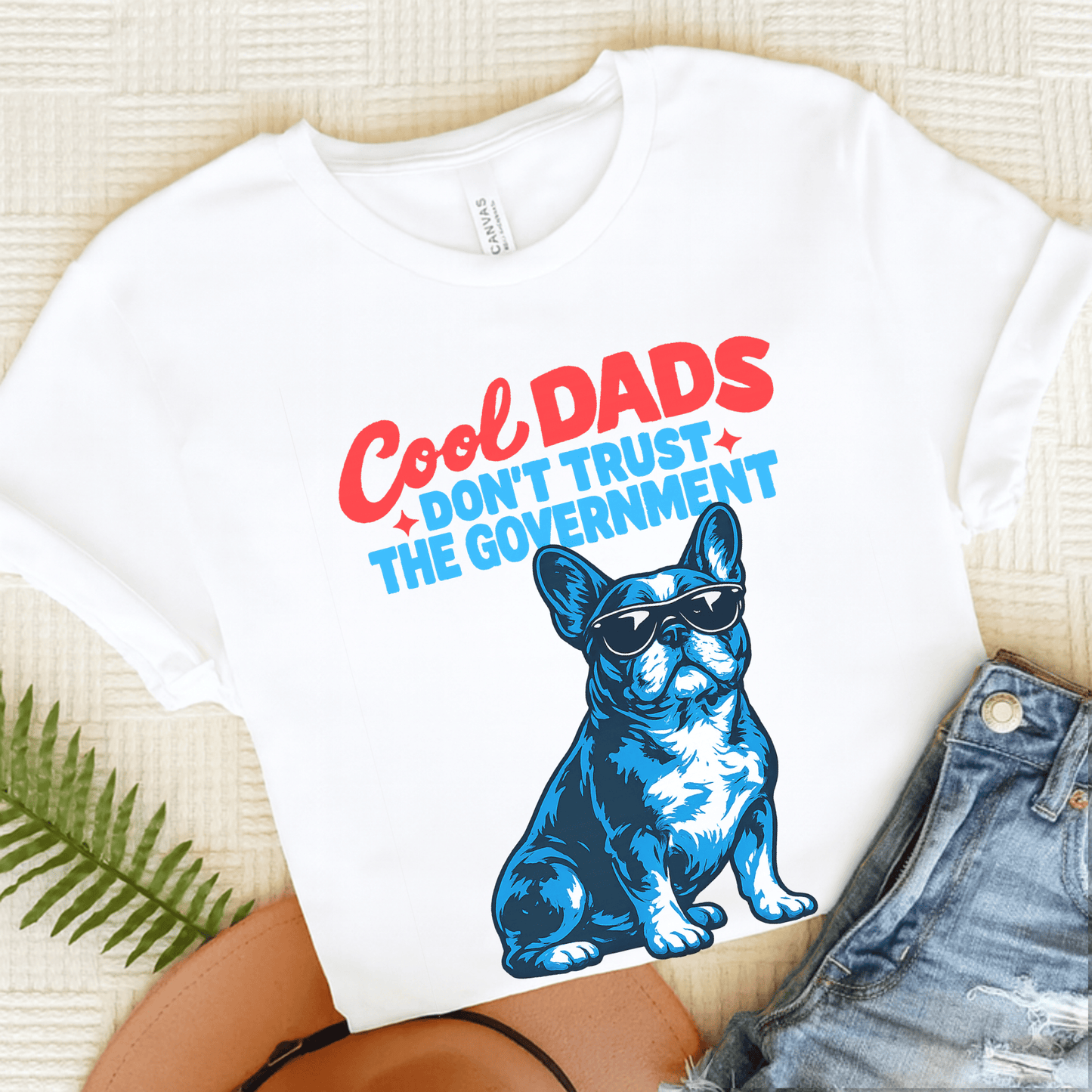 French Bulldog Cool Dads Government Unisex TShirt White
