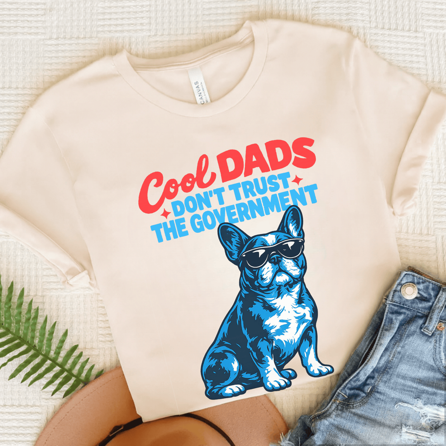 French Bulldog Cool Dads Government Unisex TShirt Natural