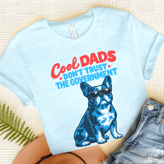 French Bulldog Cool Dads Government Unisex TShirt Heather Ice Blue