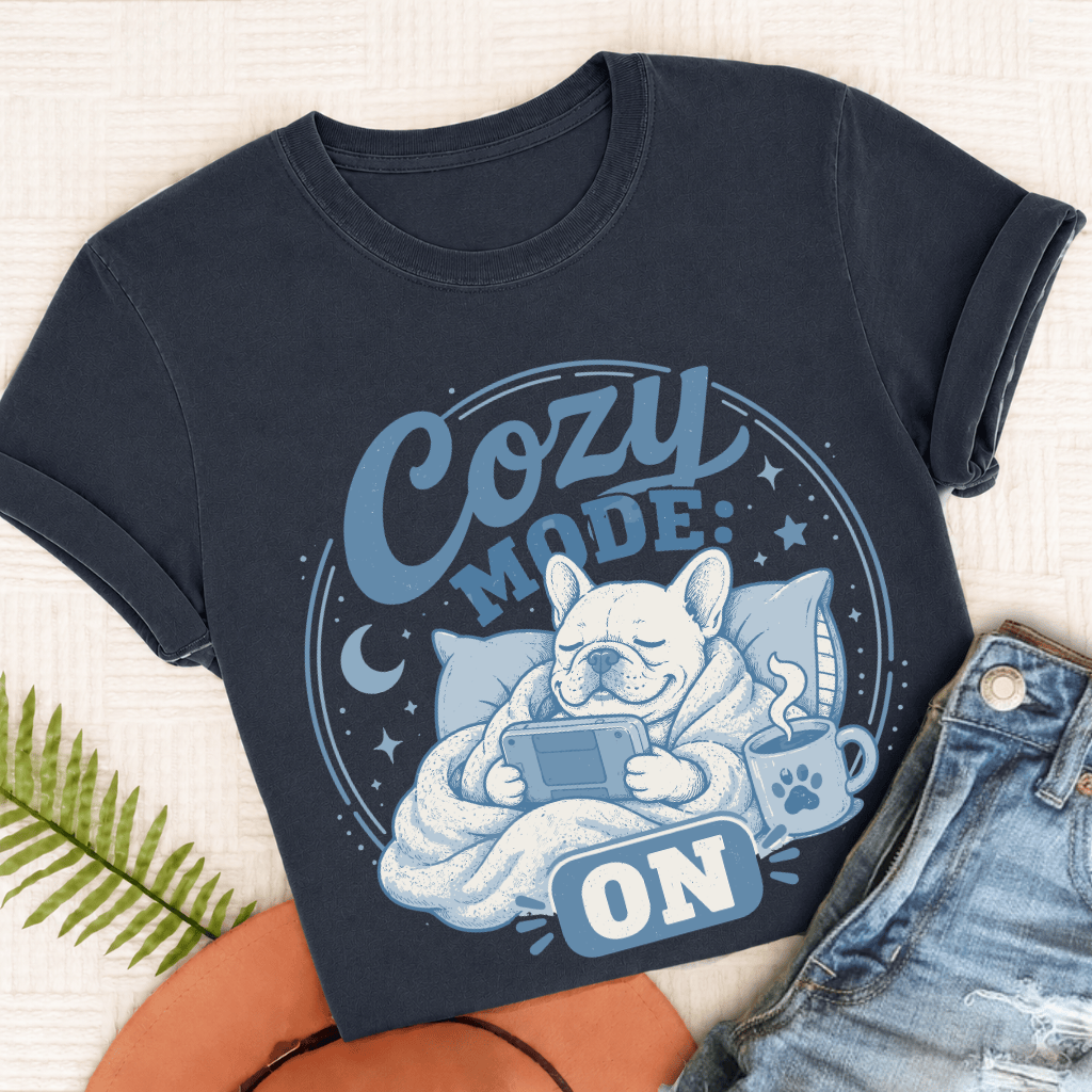 French Bulldog Cozy Videogame Unisex TShirt True Navy