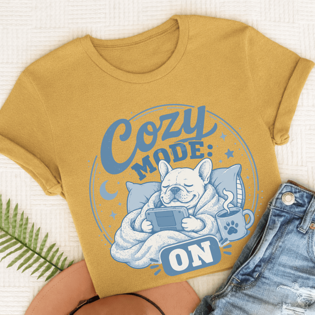 French Bulldog Cozy Videogame Unisex TShirt Mustard