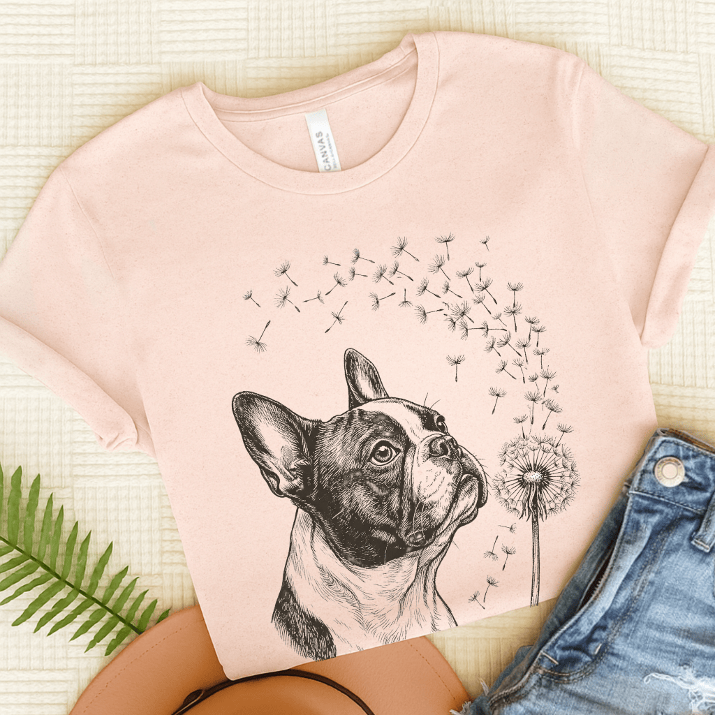 French Bulldog Dandelion Gardening Unisex TShirt Soft Pink