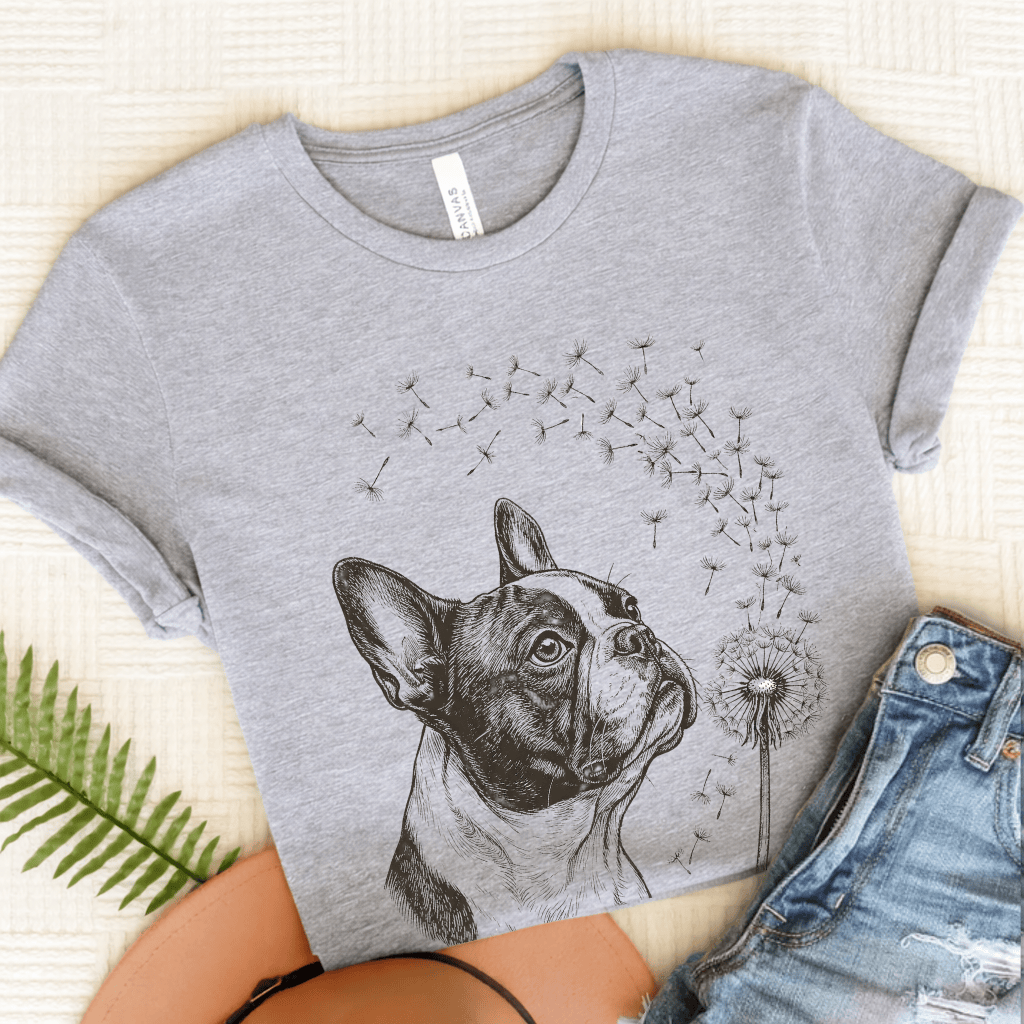 French Bulldog Dandelion Gardening Unisex TShirt Athletic Heather