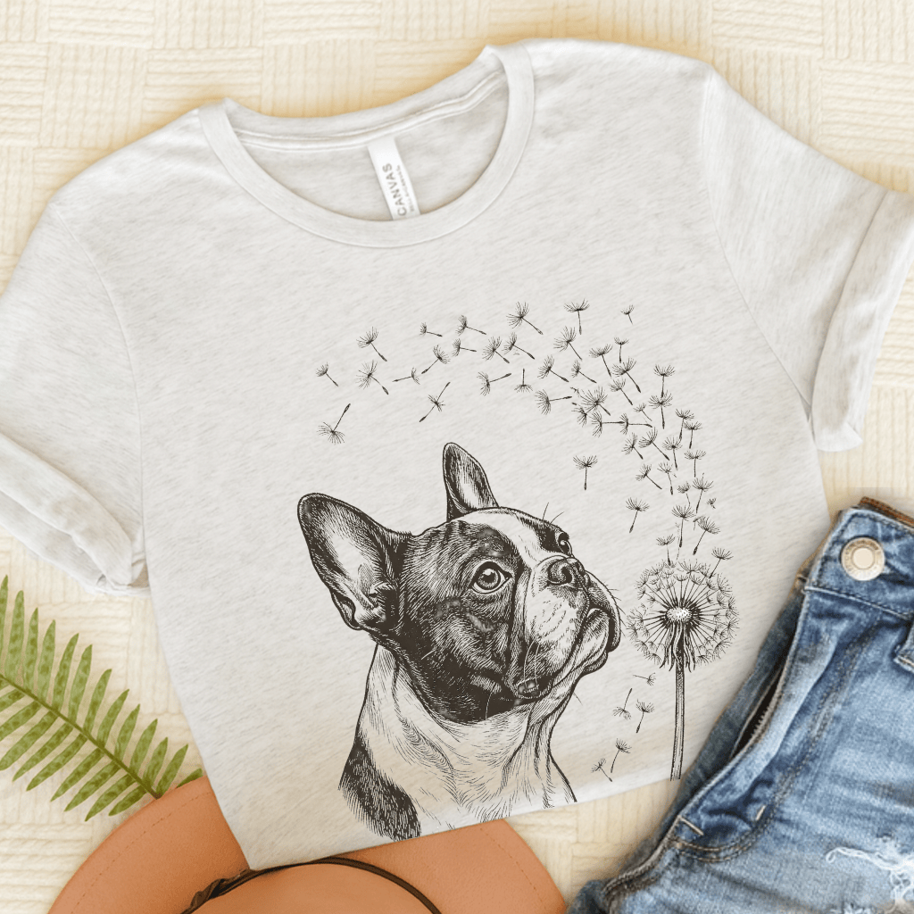 French Bulldog Dandelion Gardening Unisex TShirt Ash