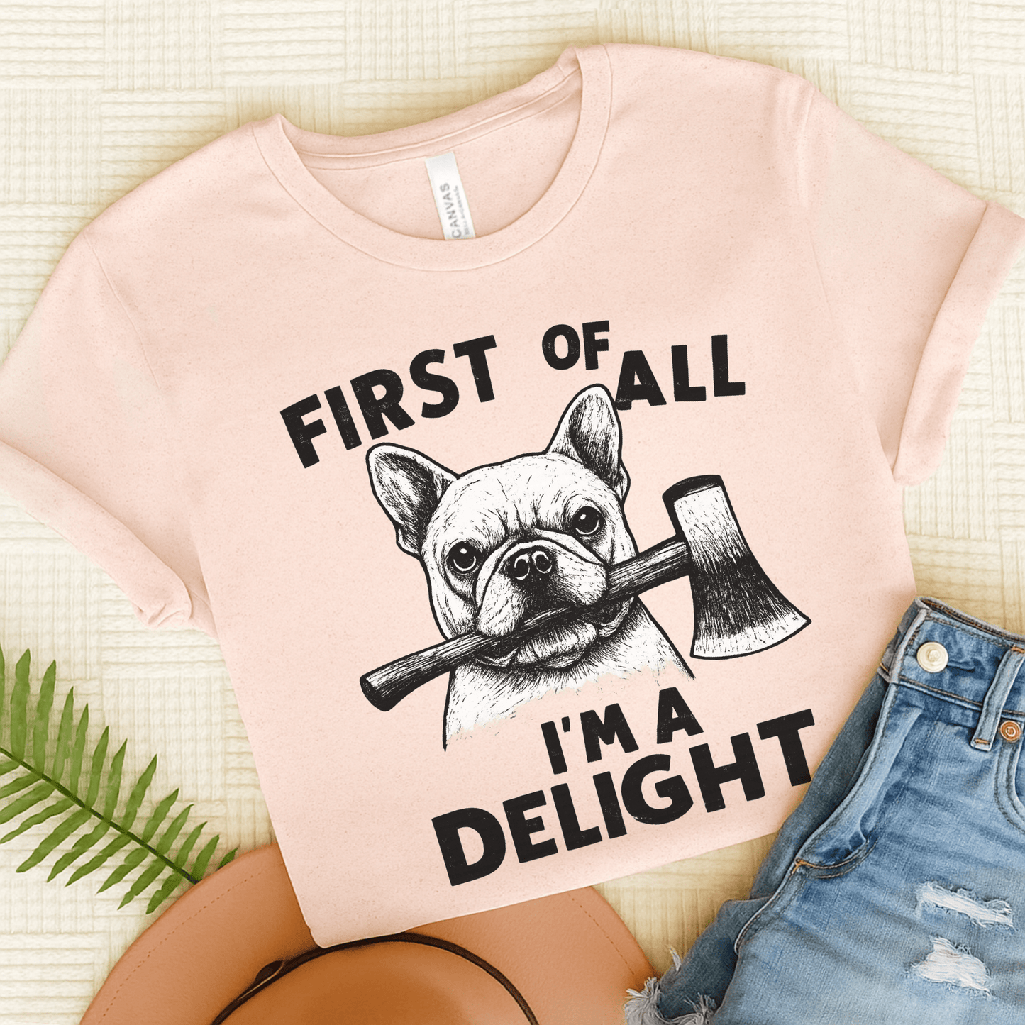 French Bulldog Delight TShirt Soft Pink