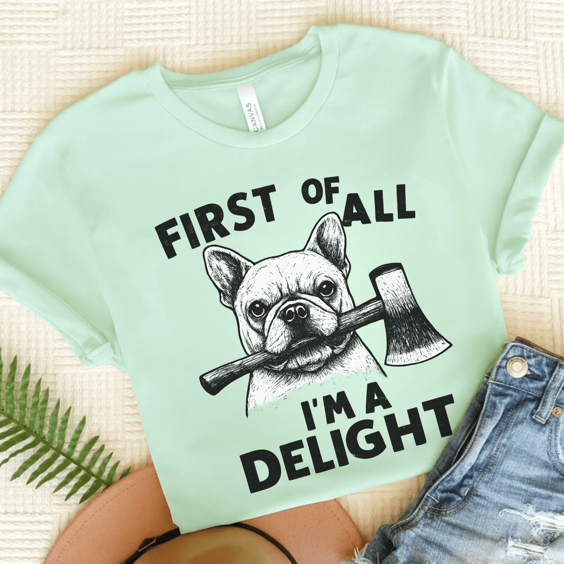 French Bulldog Delight TShirt Heather Mint