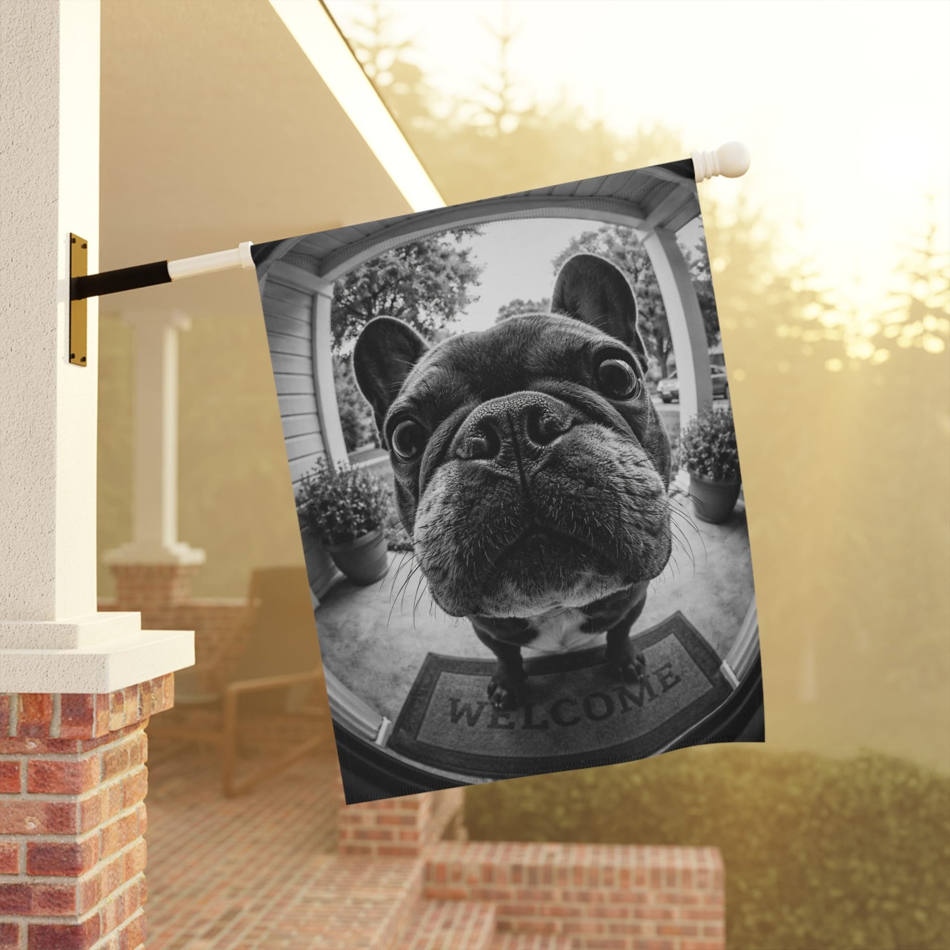 French Bulldog Doorbell Camera Welcome Yard Flag