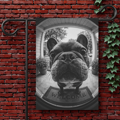 French Bulldog Doorbell Camera Welcome Yard Flag 12'' × 18''