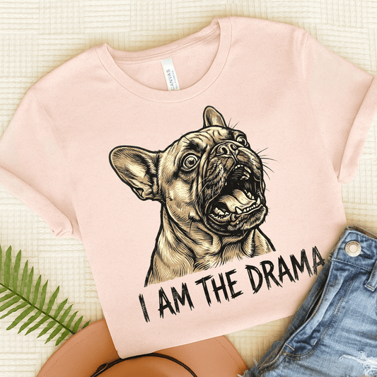 Fawn French Bulldog Dramatic Unisex TShirt Soft Pink