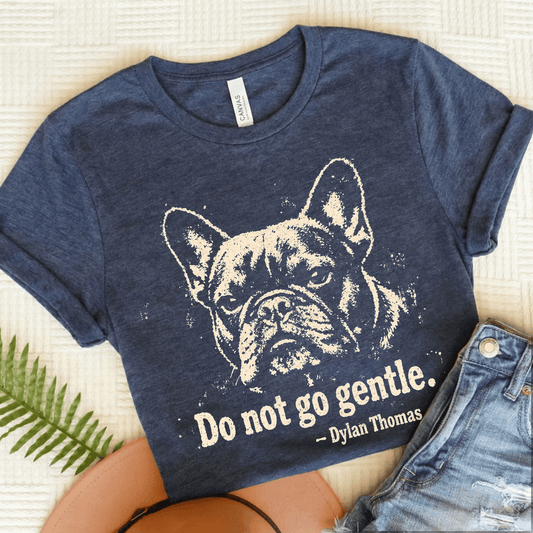 French Bulldog Dylan Thomas Poetry Unisex TShirt Heather Navy