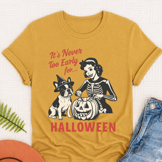 French Bulldog Early Halloween Unisex TShirt Mustard