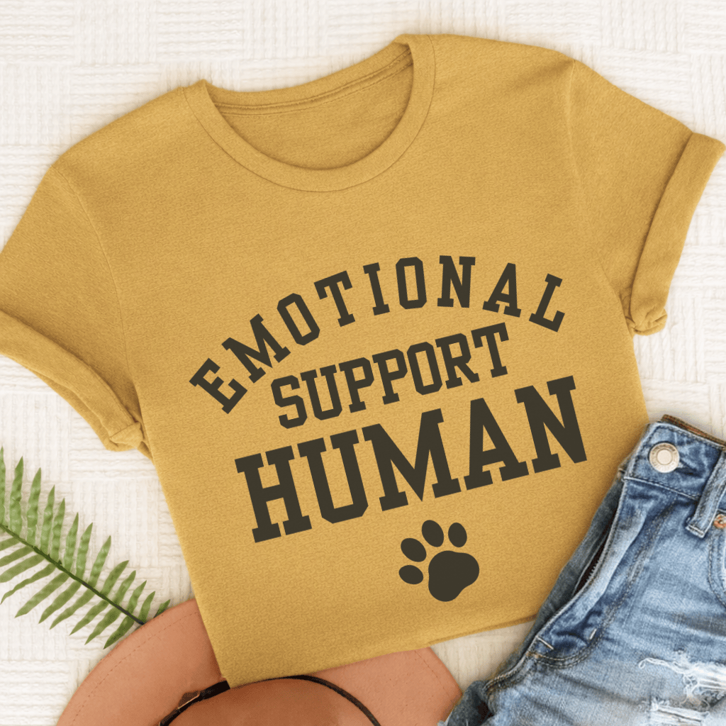 French Bulldog Emotional Support Human Unisex Tshirt Mustard