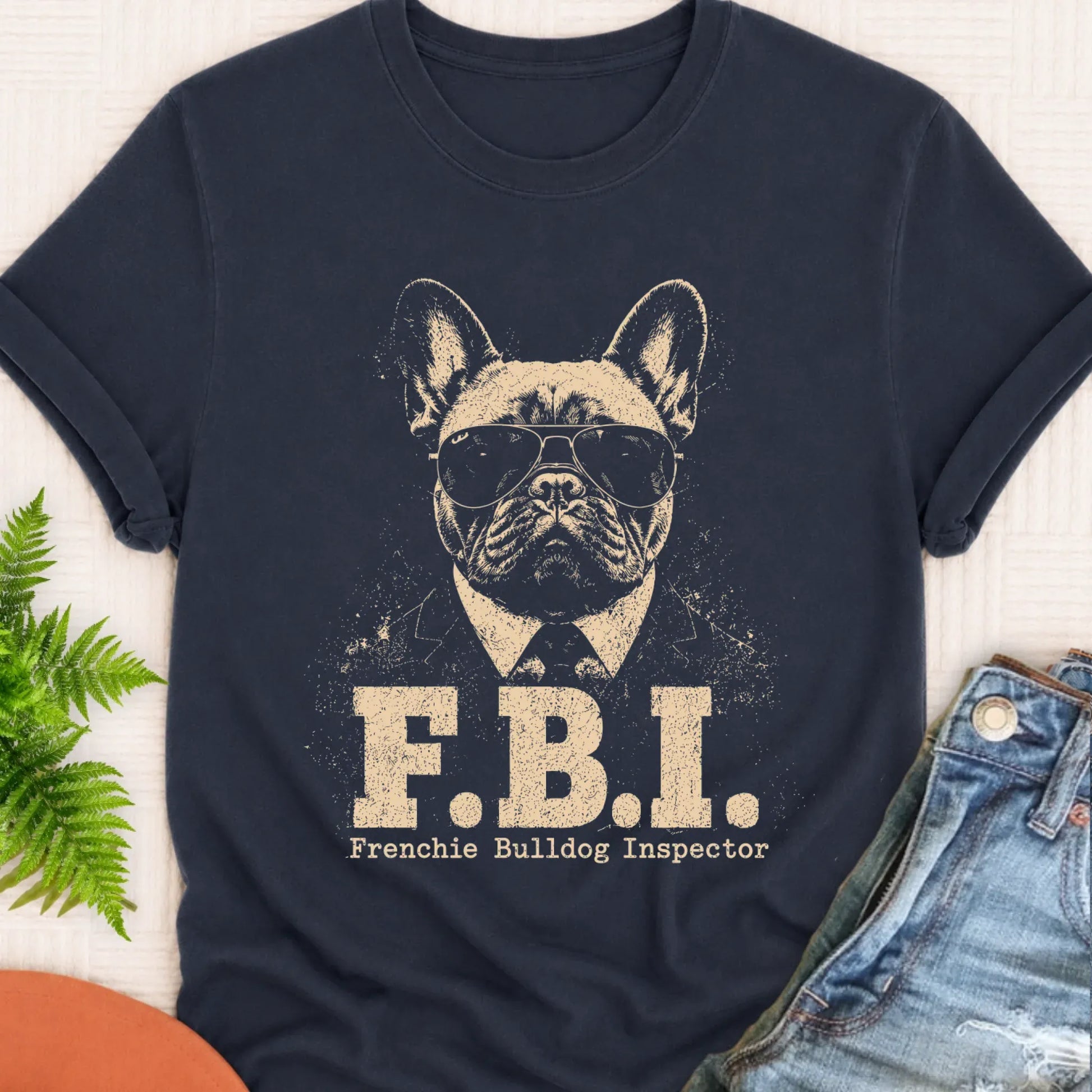 T-Shirt Navy / S French Bulldog FBI Funny Unisex Tshirt