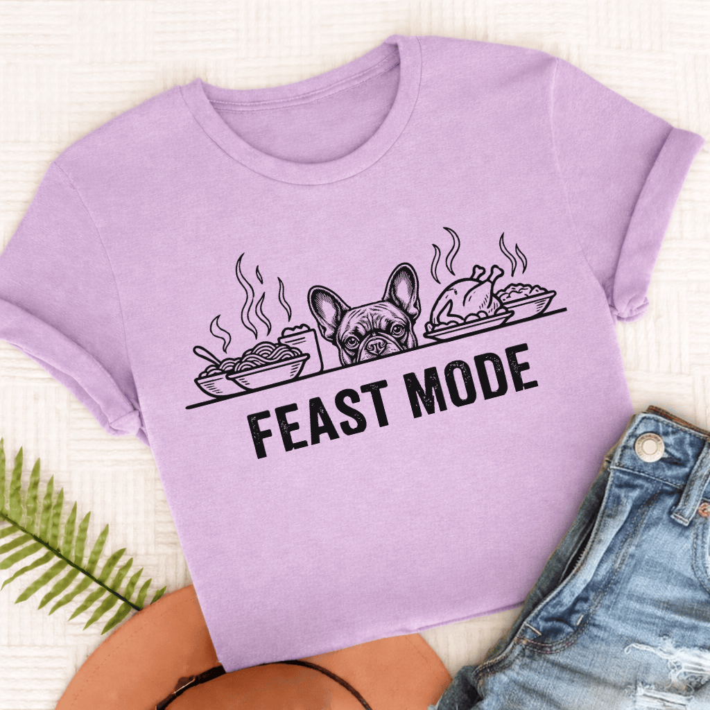 French Bulldog Feast Mode Unisex TShirt Comfort Colors Orchid