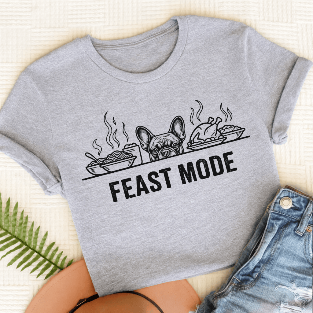 French Bulldog Feast Mode Unisex TShirt Sport Grey