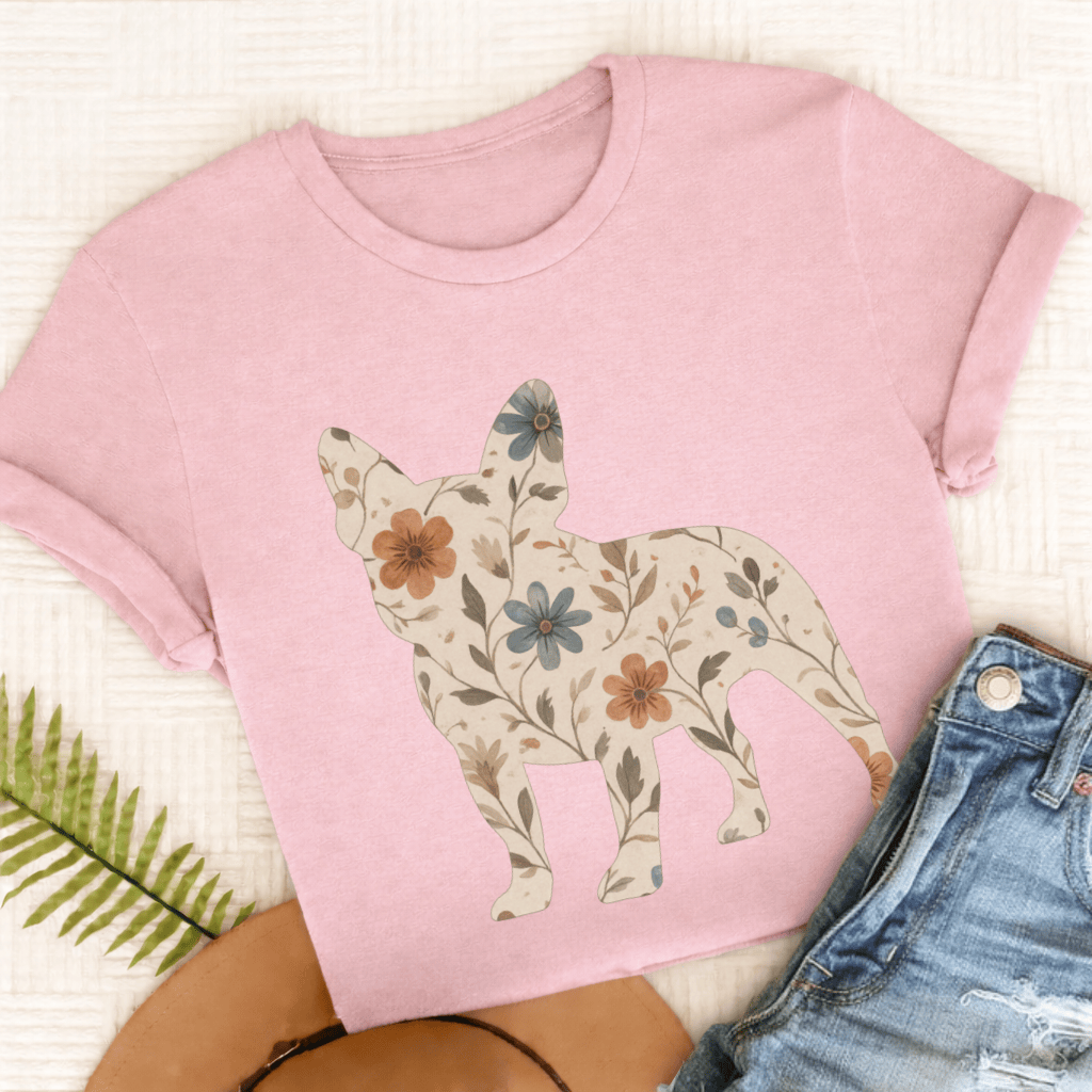 French Bulldog Floral Silhouette Unisex TShirt Blossom