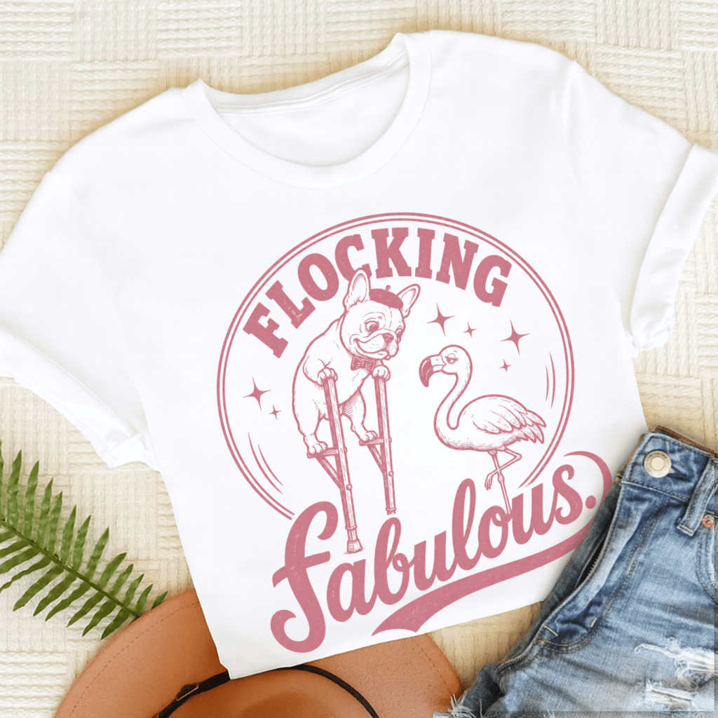 French Bulldog Florida Flamingo Unisex TShirt White