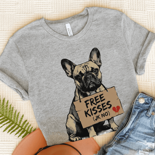 Fawn French Bulldog Free Kisses Unisex TShirt Athletic Heather