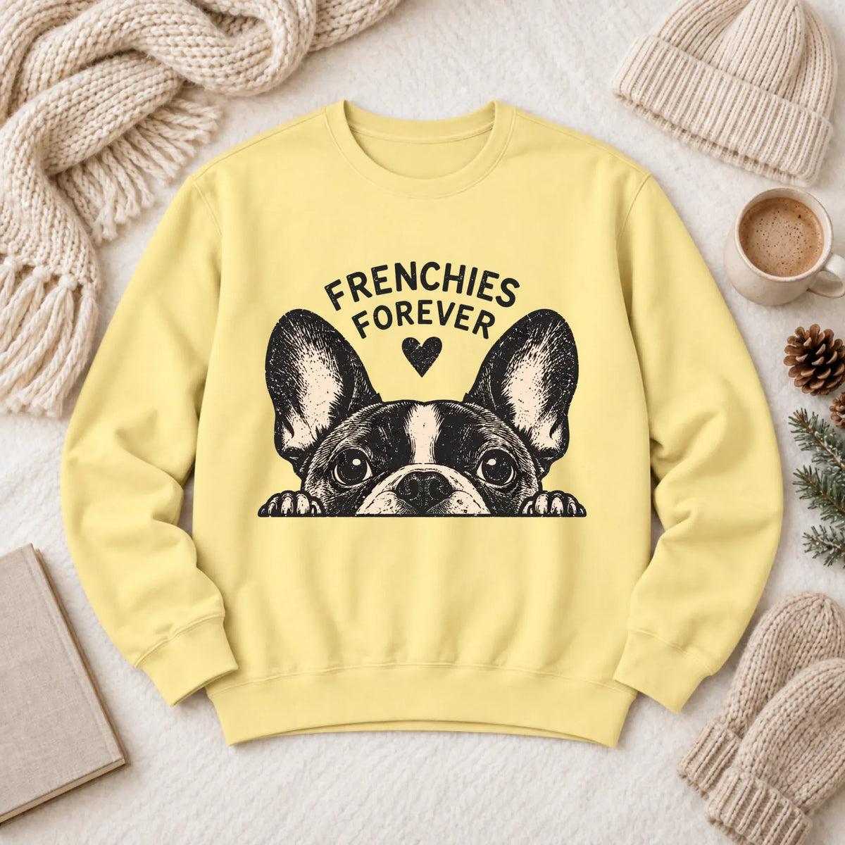 French Bulldog Frenchie Forever Love Unisex Sweatshirt Butter