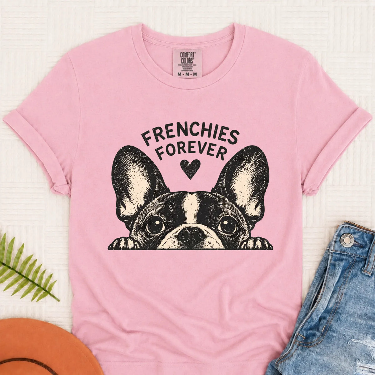 French Bulldog Frenchie Forever Love Unisex Tshirt Blossom