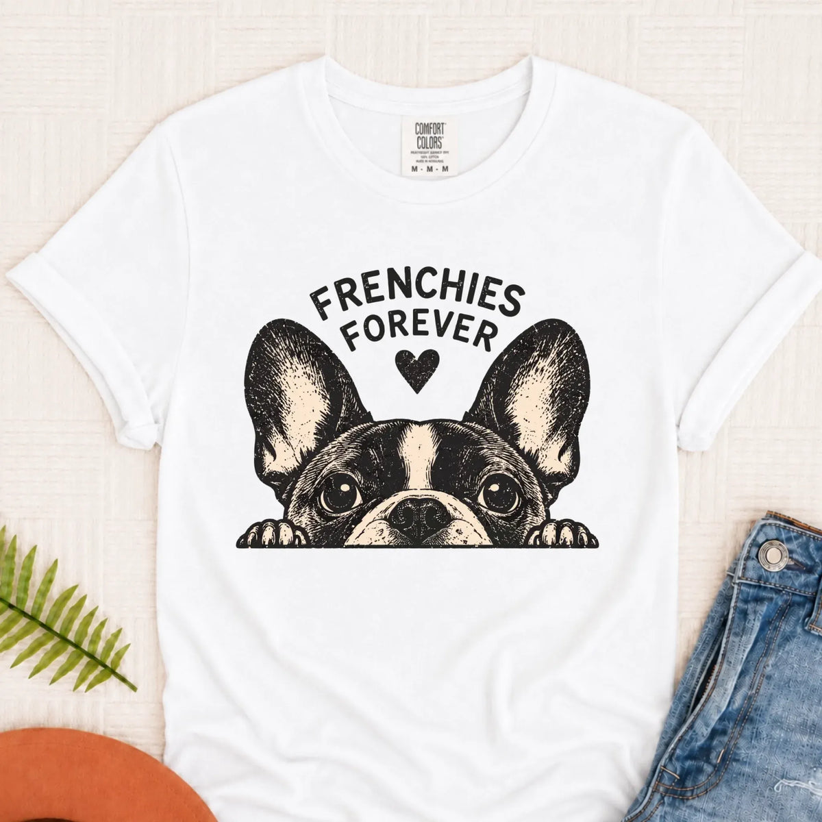 French Bulldog Frenchie Forever Love Unisex Tshirt White