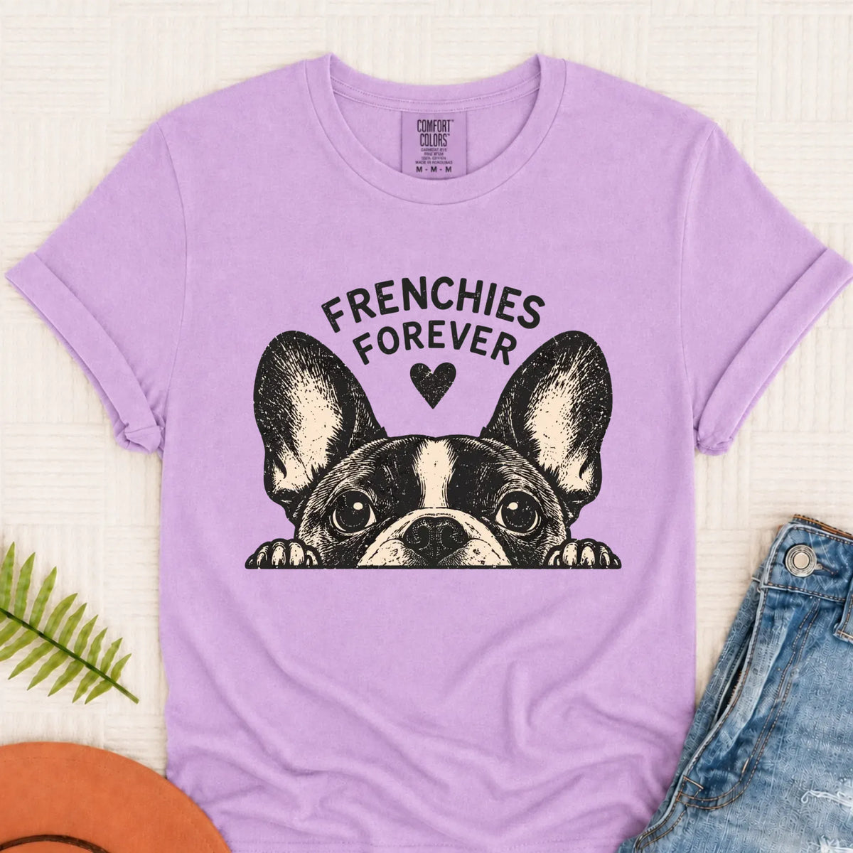 French Bulldog Frenchie Forever Love Unisex Tshirt Orchid