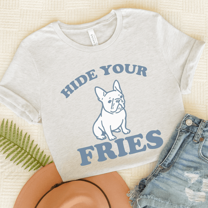 French Bulldog Fries TShirt Ash