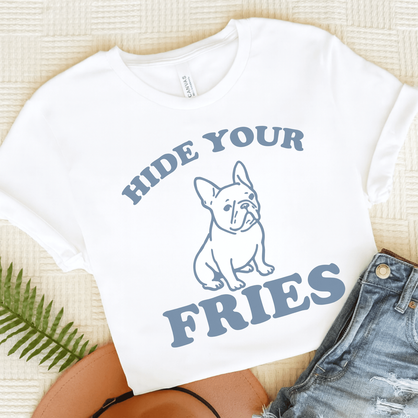 French Bulldog Fries TShirt White