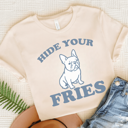 French Bulldog Fries TShirt Natural