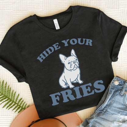 French Bulldog Fries TShirt Dark Grey Heather