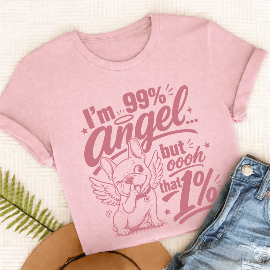 French Bulldog Funny Angel Unisex TShirt Blossom
