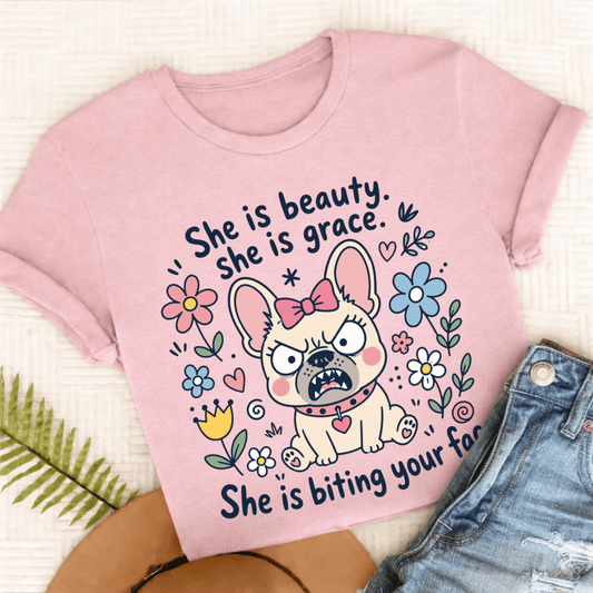 French Bulldog Funny Biting Your Face Unisex TShirt Blossom